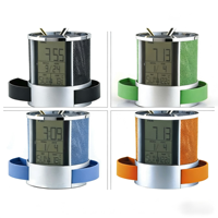 Porte-stylo rond multifonctionnel en métal avec calendrier, réveil, organisateur de bureau stable pour le rangement de fournitures scolaires et de bureau