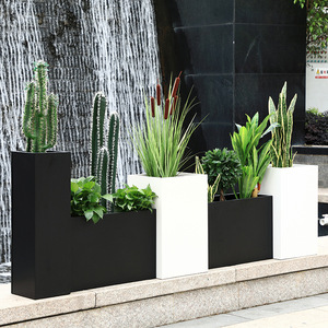 Macetas de Fibra de Vidrio para Exteriores, Jardineras de Acero Inoxidable Personalizadas, Macetas Modernas para Centros Comerciales, Calles Comerciales y Plazas - Product Image 4