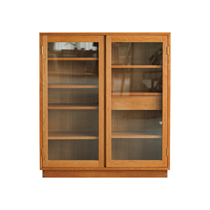 Japanese Style <b>Solid</b> <b>Wood</b> Home Furniture Storage Cabinet with Display Shelves for <b>Bookcase</b> and Wine Log Decoration - Product Image 5