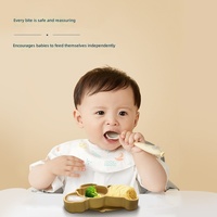 Assiette à ventouse en silicone Koala pour bébé, compartimentée, qualité alimentaire, pour l'alimentation des tout-petits, sans BPA
