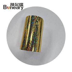 Rouleau de film de marquage à chaud holographique en PVC Bonedry DIY, motif à pois dorés, 64CM*120M, pour transfert de logo sur vêtements, chaussures, sacs - Product Image 1
