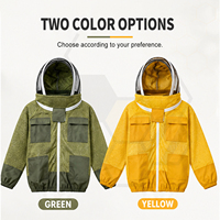Veste d'apiculture respirante à 3 couches en maille, anti-piqûres, demi-corps, avec voile de protection amovible