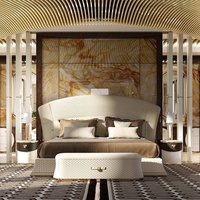 Nouvelle mode, marque italienne, meubles de chambre à coucher, lit double dernier cri, design moderne, lit en cuir de luxe pour villa