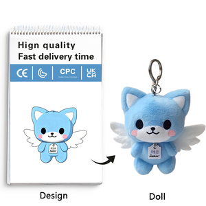 Nuovo Design personalizzato portachiavi in peluche di fabbrica Mini peluche ricamato giocattolo basso MOQ peluche blu Cate portachiavi all'ingrosso - Product Image 1