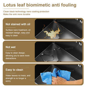 Conception carrée moderne de barre d'évier de cuisine de cuvette simple avec au-dessus de la couleur noire cachée d'acier inoxydable de robinet - Product Image 6