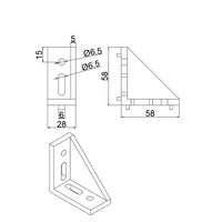 3060C-6 Support d'angle en aluminium à 4 trous intérieurs pour la fabrication d'accessoires d'équipement de ligne d'assemblage #1007