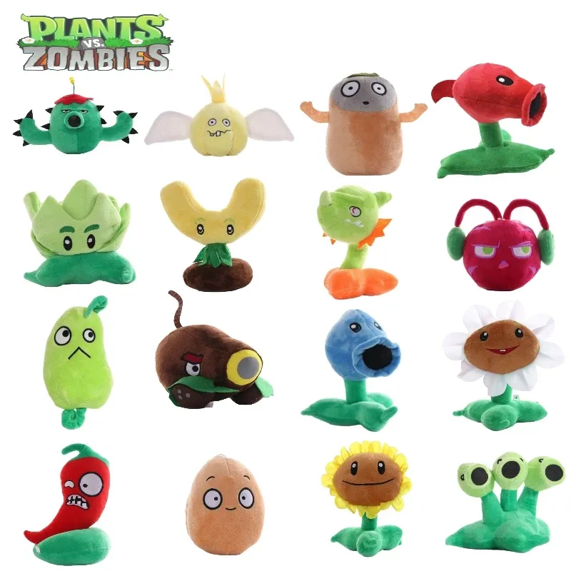 Plants VS Zombies ของเล่นของเล่นรูปการ์ตูน15-20ซม.,ฟิกเกอร์อนิเมะตุ๊กตาพียูลายดอกทานตะวันกำแพงถั่วสควอชแยกถั่วเป็นของขวัญสำหรับเด็ก