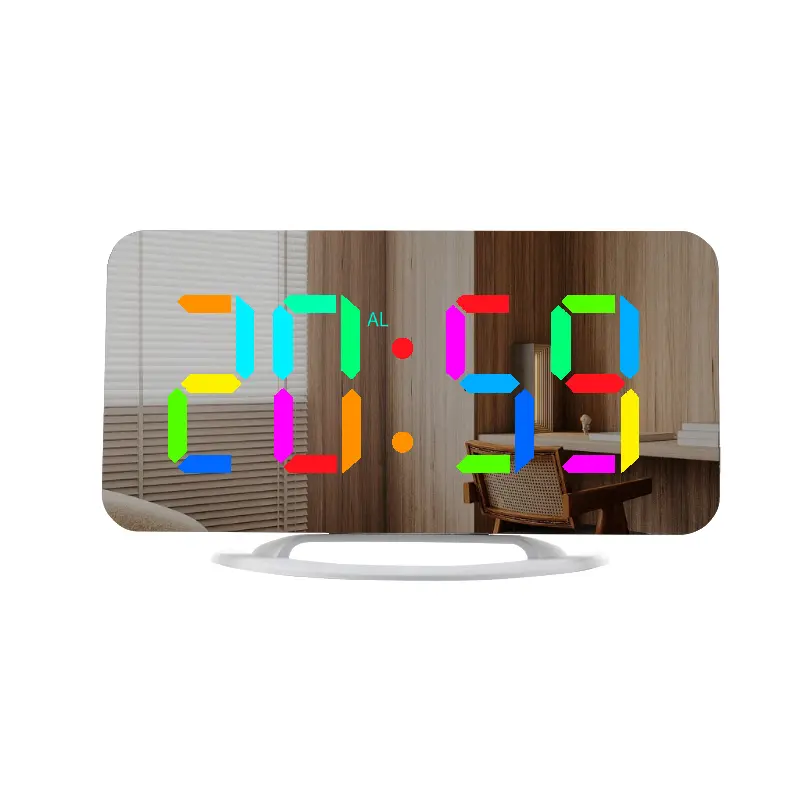 Led Dimmable Alarm Clock Digital Color Charging Body Clocks Digital With Usb Port Custom Logo Cool Small Mirror For Desk Rgb