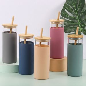 Ywjc - Vasos de Vidrio de Borosilicato Más Vendidos, Botella de Agua con Tapa de Bambú y Pajita - Product Image 2
