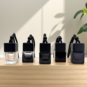 8ml High End Square Glass Custom Logo Screen Printed Lid Sealed Car Perfume Bottles Wooden Cover Hanging Fragrance <strong>Diffuser</strong> <strong>Reed</strong> - Product Image 2