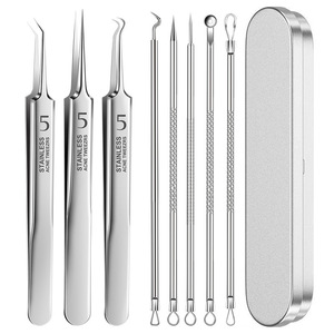 Stainless Steel Acne Needle Acne <b>Clip</b> Cell <b>Clip</b> Double Headed Acne and Blackhead Removal Needle Beauty <b>Tool</b> Set - Product Image 1