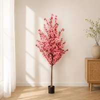 Arbre artificiel de fleurs de pêcher de 180 cm, réaliste, écologique, en plastique rose, décoration de mariage pour intérieur et extérieur