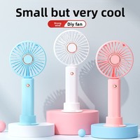 Ventilateur de table rechargeable personnalisé avec logo, mini-refroidisseur d'air portable pour bureau et extérieur, ventilateur à main avec base