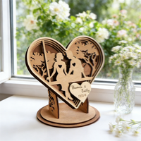 Décoration en bois 3D écologique personnalisée en forme de cœur – Panneau de table gravé avec le nom et la date du couple pour la Saint-Valentin