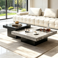 Ensemble de table en pierre de luxe minimaliste italien, adapté à un salon simple, table basse carrée haut de gamme créative