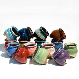 Maceta de cerámica con boca redonda para plantas, maceta pequeñ<span class=keywords><strong>a</strong></span> multicolor para suculentas - Product Image 1