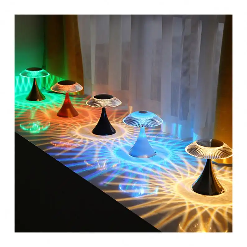 가정 조명 RGB 터치 원격 제어 충전식 크리스탈 led 프로젝터 침실 바 침대 옆 책상 야간 테이블 조명 램프