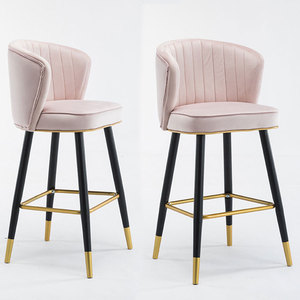 Tabouret de bar vintage à hauteur de comptoir, siège en velours pour la <span class=keywords><strong>cuisine</strong></span>, le petit-déjeuner, avec pieds en métal robustes, repose-pieds, utilisation à domicile, au bar et à l'hôtel - Product Image 1