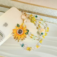 Cadena de lujo para teléfono móvil con cristales, cadena doble creativa con cuentas DIY, colgante de alta gama, accesorios de joyería transfronterizos.
