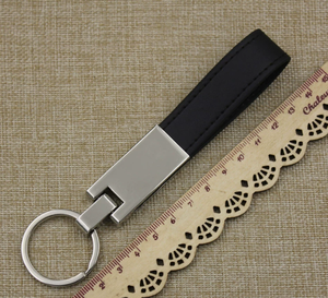 Customized Car LOGO Promotional Simple Keychains Rectangular <b>Keyring</b> Metal Leather PU Key Automobile Pendant Gift Keychain - Product Image 4