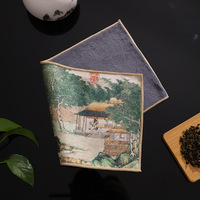 Tapis de thé en lin écologique moderne chinois, double face, absorbant l'eau, motif vintage, pour table à thé
