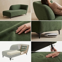 Chaise longue rembourrée minimaliste moderne avec dossier incurvé et assise profonde, canapé de salon design