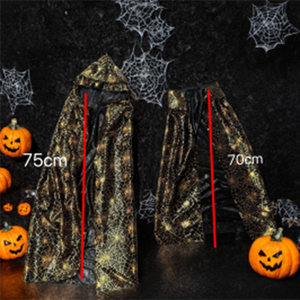 Kostum Jubah Anak-anak Halloween Jubah Cetak Emas Topi Penyihir Anak Laki-laki Perempuan Set Topi Selendang Pertunjukan Anak-anak Cosplay Kostum Jaring Laba-laba - Product Image 6