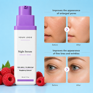 Suero Nocturno de Doble Efecto con Fórmula Vegana, 10% AHA, 1% BHA, para Piel Seca, Rugosa y con Poros Grandes, Etiqueta Privada - Product Image 4
