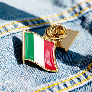 Épinglette drapeau <span class=keywords><strong>italien</strong></span> sur mesure, symbole national ondulant, plaque imprimée en dôme époxy, pour hub de distribution de souvenirs diplomatiques - Product Image 1