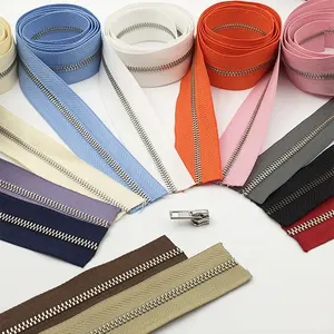 Çanta çanta için fermuarlar sürekli fermuar DIY zip metre 5 # uzun zincir tarafından yard metal fermuar rulo