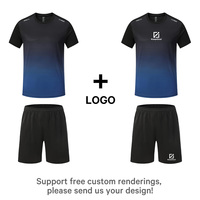 Ensemble de survêtement de sport pour homme, t-shirt et short de fitness, séchage rapide, 2 pièces, jogging, survêtement de course à pied, 100% polyester, survêtement de sport personnalisé