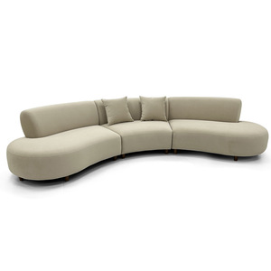 Juego de tela crema personalizable Moon estilo curvo para sala de estar tienda área de descanso esponja de acero inoxidable fuente directa de fábrica - Product Image 2