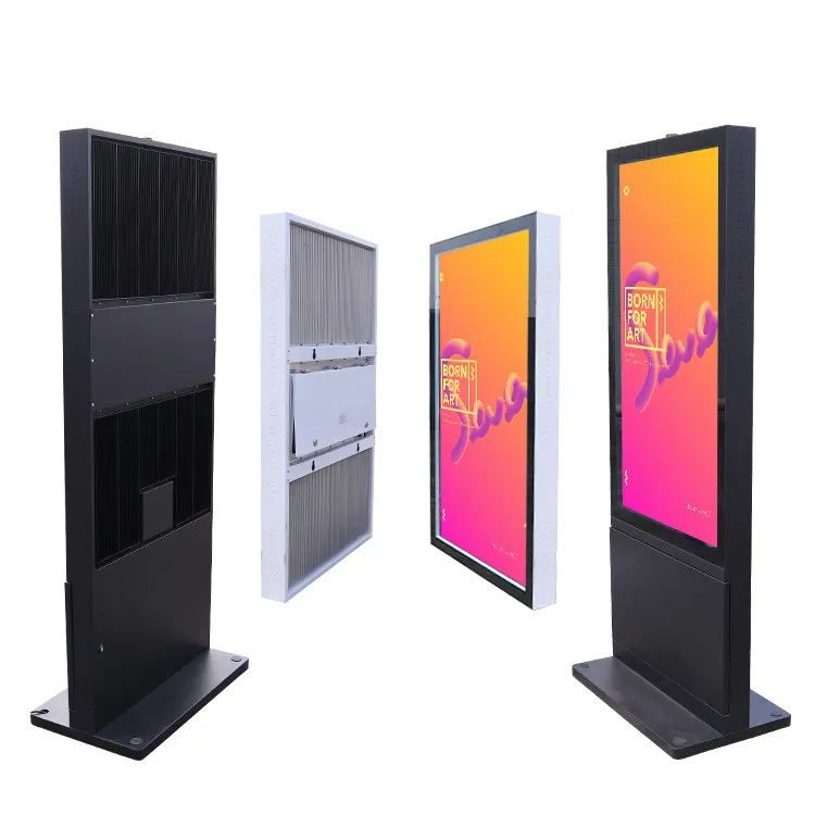 Totem 43 55 65 pollici verticale IP65 impermeabile leggibile da sole multimediale 4K PACP touch LCD digital signage e display da esterno