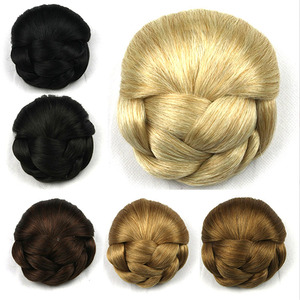 Perruques synthétiques droites pour femmes en fibre haute température avec extensions de cheveux en <span class=keywords><strong>chignon</strong></span> à bouton-pression - Product Image 1