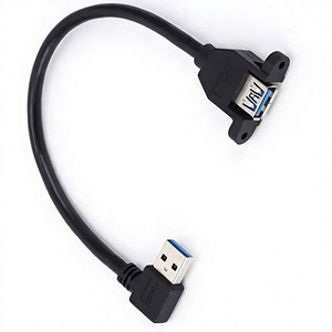 อะแดปเตอร์ต่อขยาย USB 3.0 แบบมุมฉาก พร้อมแผงป้องกันแบบถัก มีรูยึดสกรู ชนิด Type A ตัวผู้ ต่อ ตัวเมีย สายเคเบิลคอมพิวเตอร์ภายนอก - Product Image 1