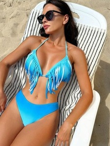 Bikini Triangle Bleu Tendance 2026 Nouveau Modèle avec Cordon de Serrage pour Femme – Maillot de Bain Deux Pièces Sexy pour Piscine et Plage - Product Image 6