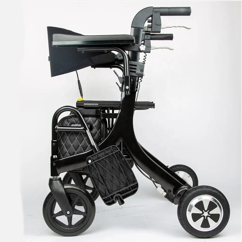 Tekerlekli sandalye koltuğu ile tıbbi terapi ekipmanları çok fonksiyonlu merdiven tırmanma yardımı elektrikli katlanır Rollator Walker