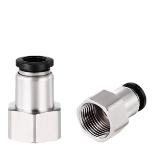 ข้อต่อสายลมแบบเร็วพร้อมเกลียวใน PCF6 01 8 02 PLF พลาสติกชุบนิกเกิลทองแดง - Product Image 1