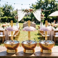 Chauffe-plat commercial 8L en or rose gaufré avec dôme suspendu pour mariages de luxe, hôtels de charme et restauration professionnelle