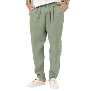 Haute qualité été hommes respirant coton lin pantalon <span class=keywords><strong>d</strong></span>écontracté sport coton pantalon personnalisé coton lin pantalon pour hommes - Product Image 4