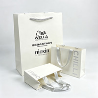 Bolsas de Papel Blancas con Logotipo Personalizado, Bolsas de Regalo de Lujo con Asa de Listón para Boutique, Venta al Por Mayor