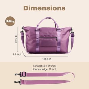 Sac de voyage pour femme, sac fourre-tout violet, sac à roulettes imperméable en polyester, grande capacité pour avion, accouchement - Product Image 4