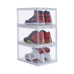 Organizador de Zapatos Apilable de Plástico Transparente, Paquete de 3 Cajas para Exhibir Zapatos, Almacenamiento de Zapatillas Transparentes - Product Image 1