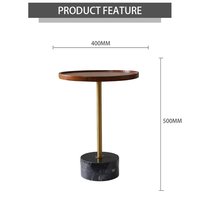 Table basse d'appoint de salon en bois rond avec plateau en noyer vintage de luxe et base en marbre, petite table de café pour la maison - Offre Spéciale