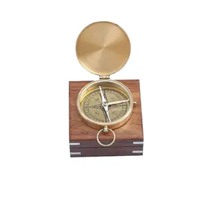 Nautical Solid Brass Gentlemen Compass With Rosewood Box Camping and hiking accessories Compasses