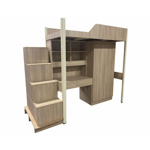 Lit superposé en bois pour adultes avec bureau intégré, lits mezzanine contemporains pour petits appartements - Product Image 1