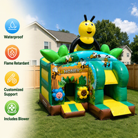 Château gonflable commercial à thème abeille avec toboggan intégré pour enfants, pour jardin extérieur, avec souffleur