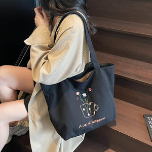 Sac à bandoulière en toile de coton avec motif brodé promotionnel OEM, sac de courses pour supermarché, plage, sac de courses - Product Image 3