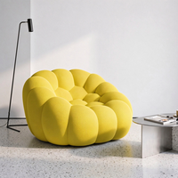 ModHomi Fauteuil individuel en éponge compressée sous vide, sans structure, jaune citrouille, fauteuil d'appoint relaxant pour salon