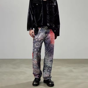 Jeans de mezclilla rectos y holgados para hombre, de cintura media, con lavado oscuro y revestimiento plateado, estilo Y2K Hip Hop Streetwear, tallas grandes, pantalones casuales para dropshipping - Product Image 2